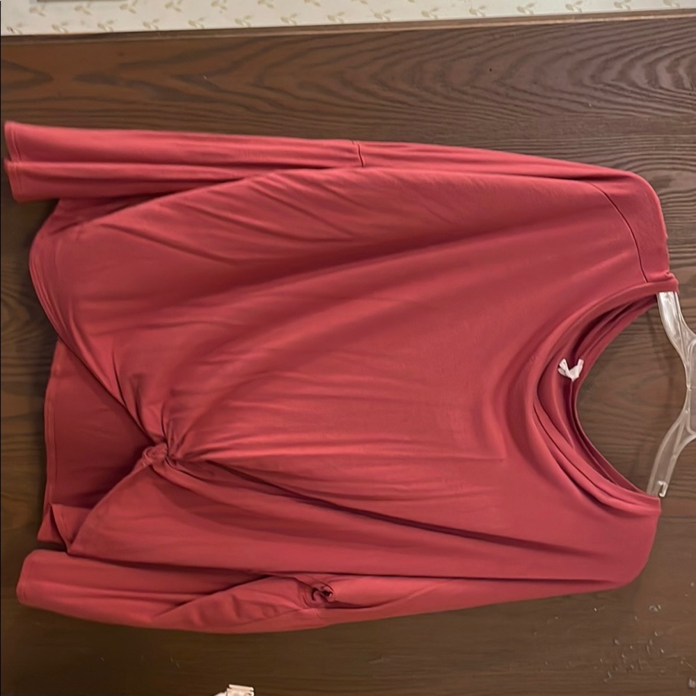 Beeson River Pink Long Sleeve Raglan Blouse with Tie Front